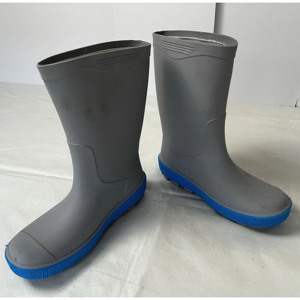 NWT KAMIK RIPTIDE RAIN BOOTS SIZE 5 YOUTH MADE IN CANADA! SLATE GRAY/BLUE